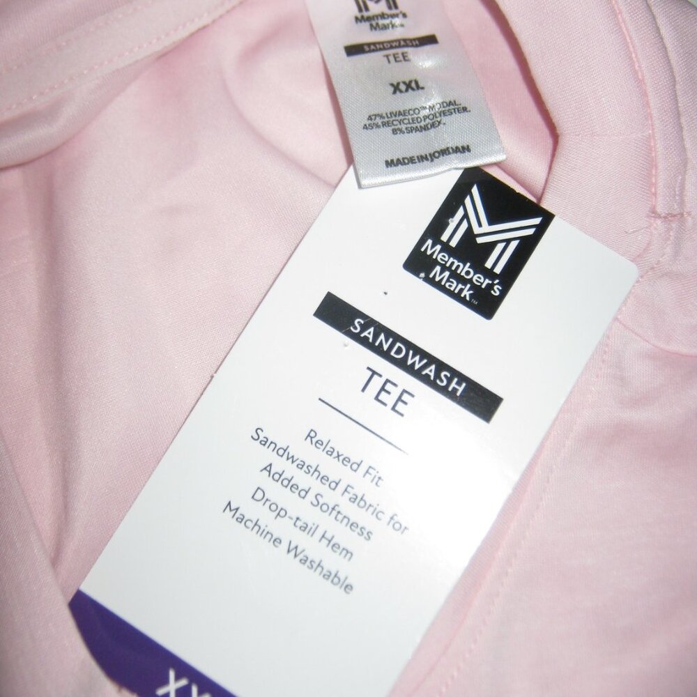 Pink T-Shirt NWT Sandwash Short Sleeve Crew Neck Member's Mark Women's Size XXL - Picture 4 of 7